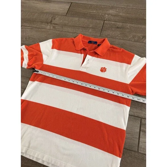 VTG Clemson Tigers Polo Men’s Large Orange White Striped 1980s NCAA